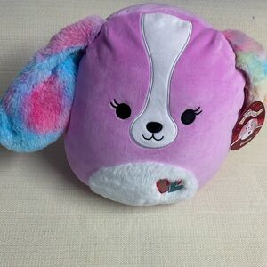 Squishmallows Pink and Multicolor Dog Plush